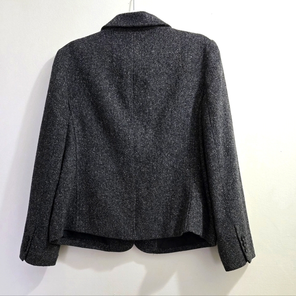 S O L D  LL Bean Dark Gray Tweed Wool Blend Tailored Blazer size L/P - Picture 2 of 15